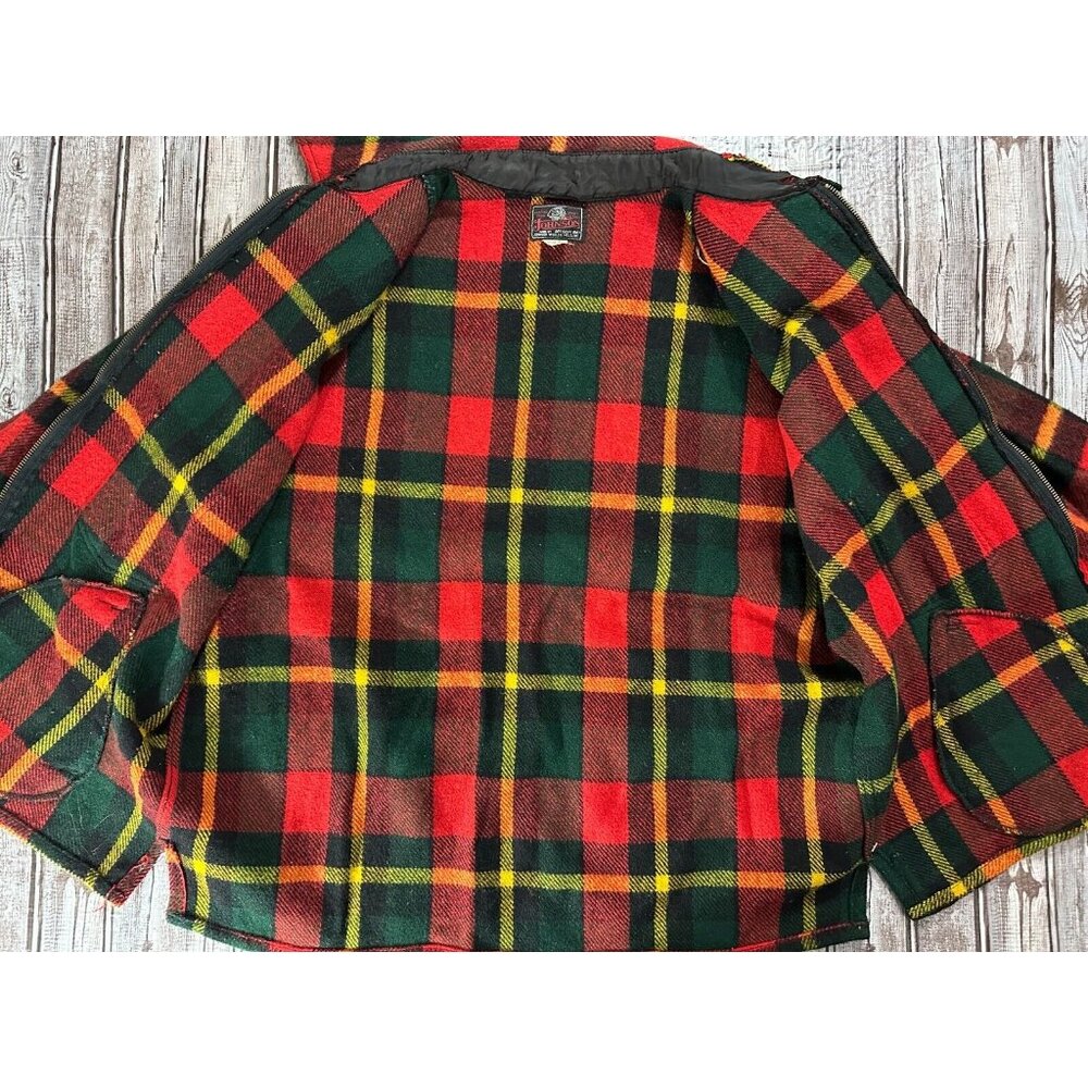 Johnson Woolen Mills Shirt Jacket Wool Plaid Full Zip Up Size 20 Vintage - Picture 2 of 7